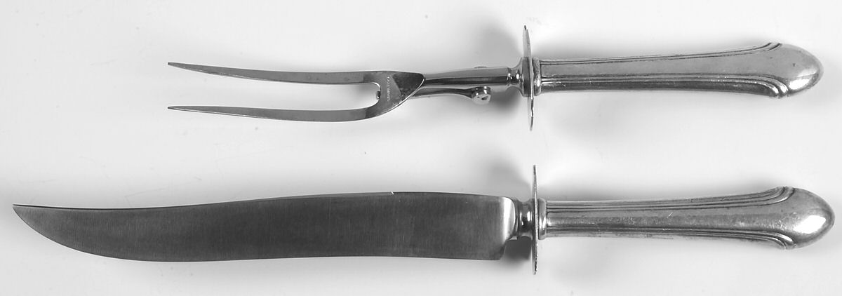 Romantique (Sterling, 1933, No Monograms) (2 Pc)Carving Set-Lg Stnbl/Roast w/Sterling Guard by Alvin-1