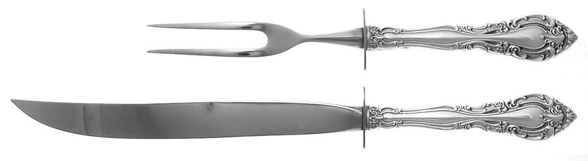 Vivaldi (Sterling, 1966) Large 2-Piece Roast Carving Set w/Stainless Blade by Alvin-1