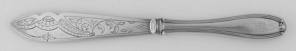 William Penn (Sterling, 1907) Indiv Bright Cut Hollow Hdl Plate Blade Fish Knife by Alvin-1