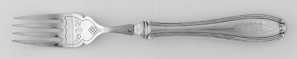 William Penn (Sterling, 1907) Ind Bright Cut Hollow Hdl Fish Fork W/Plated Tines by Alvin-1
