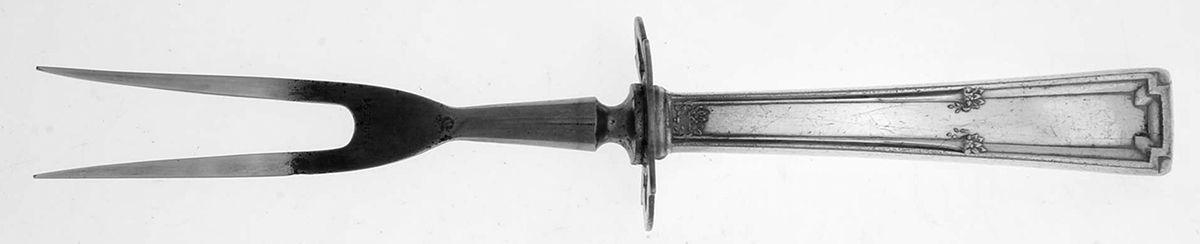 Lady Frances (Silverplate, 1925) Small Steak Carving Fork with Stainless Prongs by Associated Silver-1