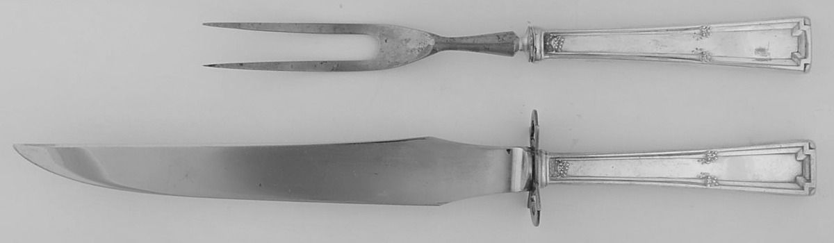 Lady Frances (Silverplate, 1925) Small Stainless Blade 2-Piece Steak Carving Set by Associated Silver-1