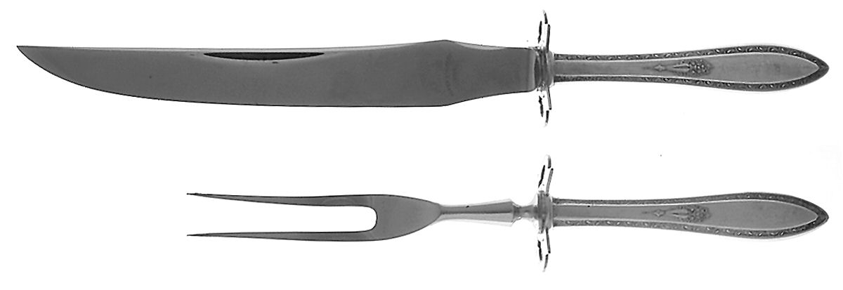 Lady Washington (Silverplate, 1925) Small Stainless Blade 2-Piece Steak Carving Set by Associated Silver-1