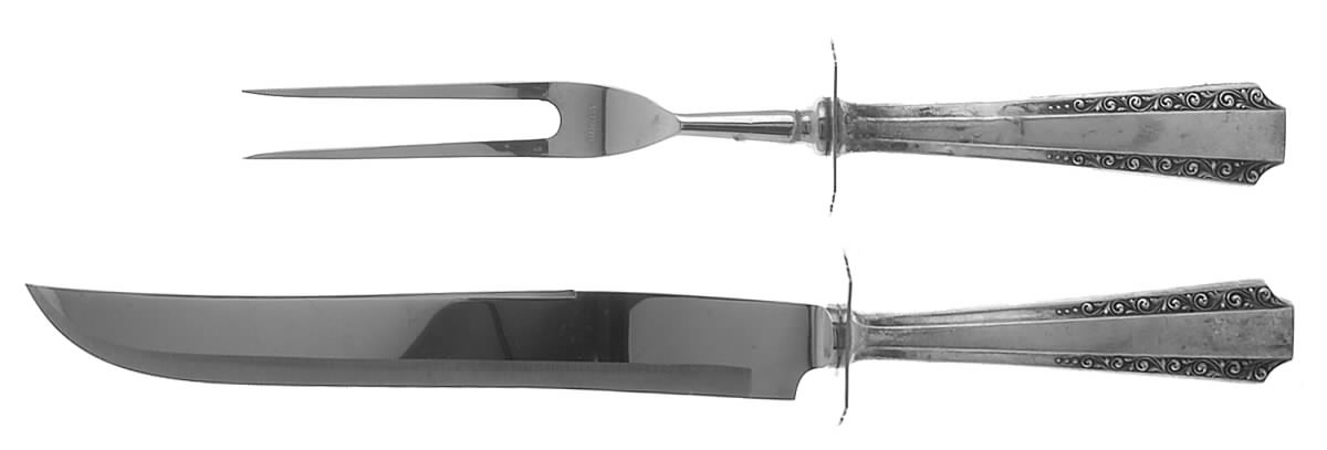 American Colonial (Sterling, 1949) Large 2-Piece Roast Carving Set w/Stainless Blade by Amston-1