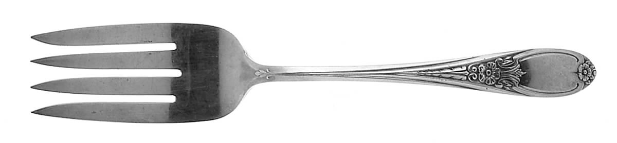 Colonial Rose (Sterling, 1948) Medium Solid Cold Meat Serving Fork by Amston-1