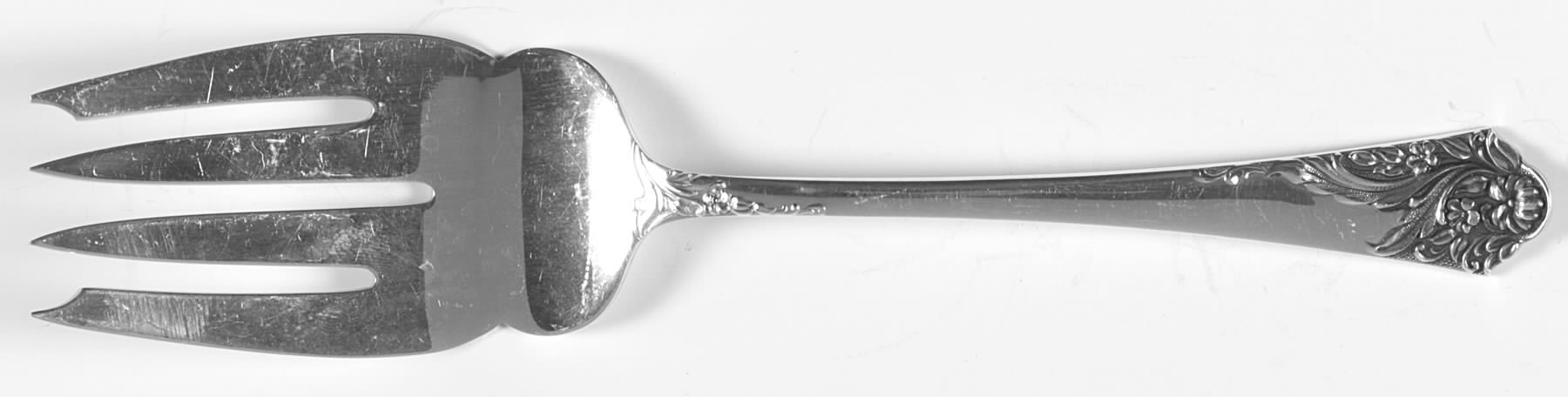 Ecstasy (Sterling, 1951) Small Solid Cold Meat Serving Fork by Amston-1