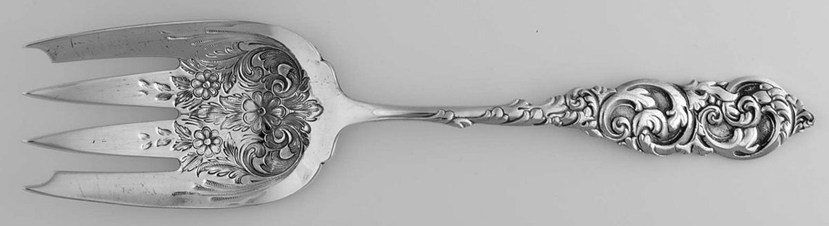 Gladstone (Sterling, 1890) Solid Bright Cut Vegetable Serving Fork by Amston-1