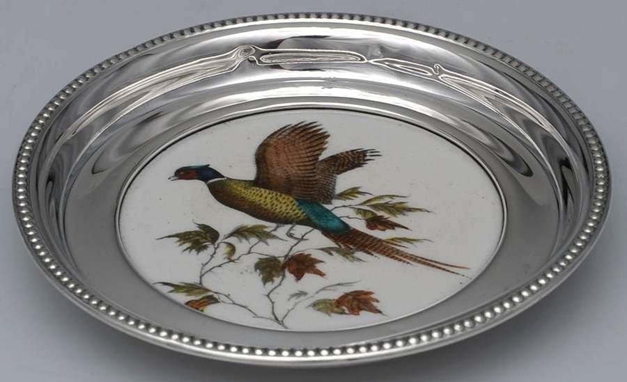 Sterling Hollowware China Coaster with Sterling Rim by Amston-1