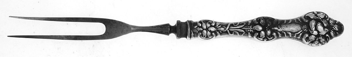 Orange Blossom Old(Sterling, No Monos, No Flr Bowl) Small Steak Carving Fork with Stainless Prongs by Alvin-1
