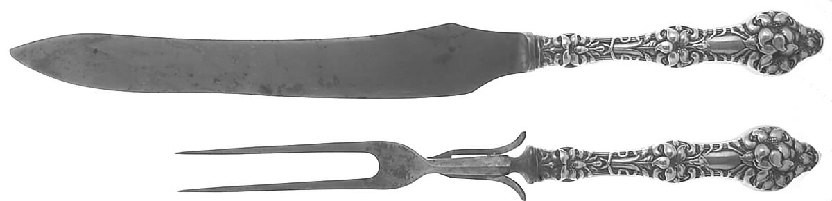 Orange Blossom Old(Sterling, No Monos, No Flr Bowl) Large 2-Piece Roast Carving Set w/Stainless Blade by Alvin-1
