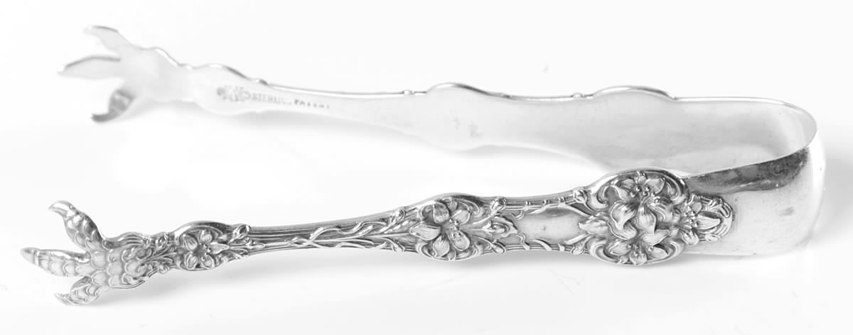 Orange Blossom Old(Sterling, No Monos, No Flr Bowl) Small Sugar Tongs by Alvin-1