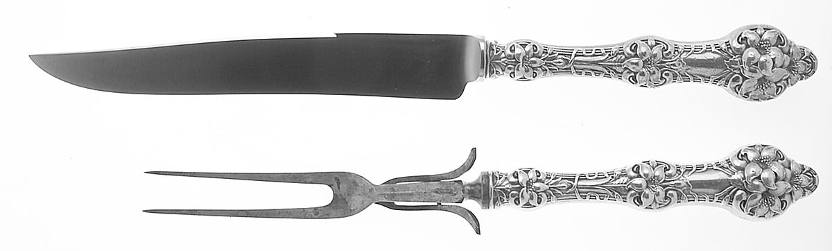 Orange Blossom Old(Sterling, No Monos, No Flr Bowl) Small 2-Piece Steak Carving Set w/Stainless Blade by Alvin-1