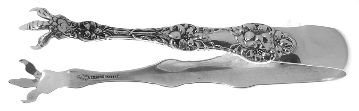Orange Blossom Old(Sterling, No Monos, No Flr Bowl) Large Sugar Tongs by Alvin-1