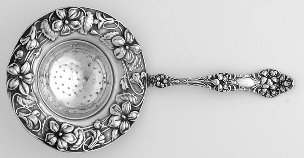 Orange Blossom Old(Sterling, No Monos, No Flr Bowl) Solid Individual Overcup Tea Strainer by Alvin-1