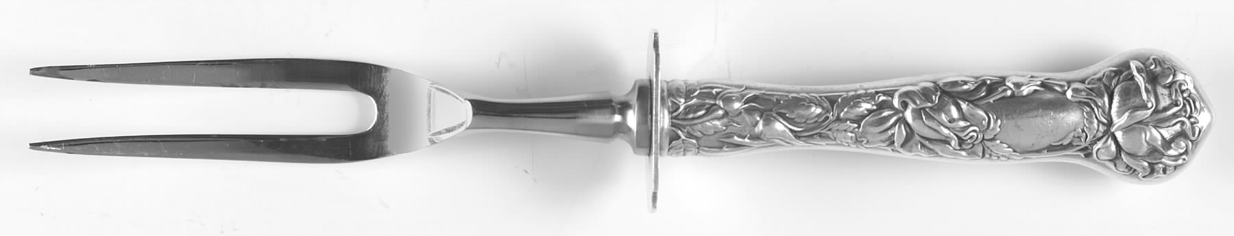 Bridal Rose (Sterling, Newer) Small Steak Carving Fork with Stainless Prongs by Alvin-1