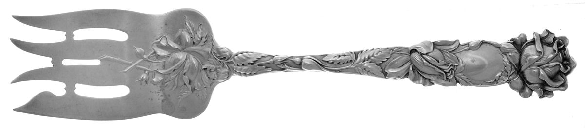 Bridal Rose (Sterling, Newer) Large Solid Cold Meat Serving Fork by Alvin-1