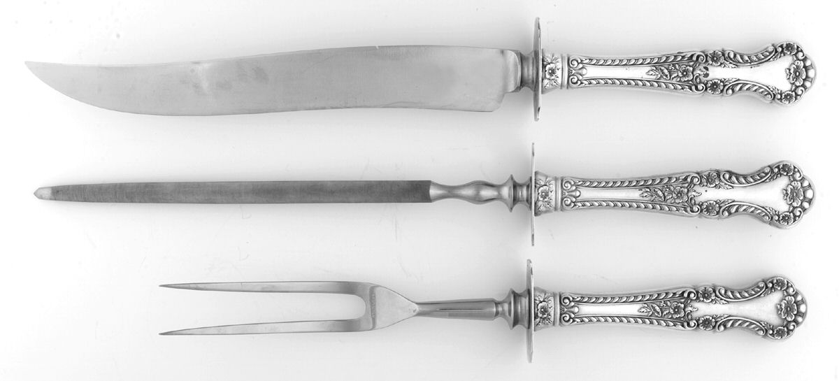Cambridge (Sterling, 1899) Large 3-Piece Roast Carving Set w/ Stainless Blade by Alvin-1