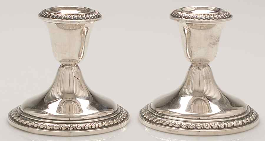 Melrose (Sterling, Hollowware) Pair of Weighted Console Candleholders by Alvin-1