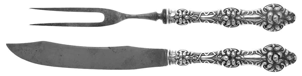 Orange Blossom Old(Sterling, No Monos, No Flr Bowl) Small Stainless Blade 2-Piece Steak Carving Set by Alvin-1