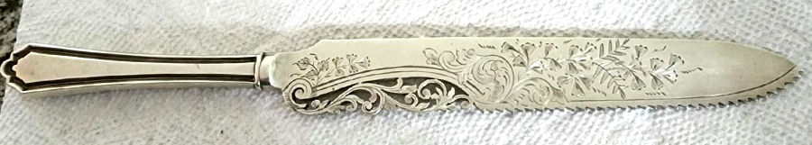 Hamilton (Sterling, 1910) Hollow Handle Bright Cut Cake Saw,SilverplateBlade by Alvin-1