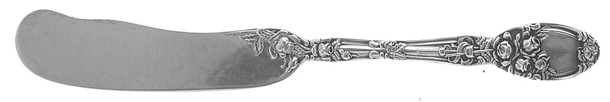 Brides Bouquet (Silverplate, 1908, Monograms) Flat Handle Butter Spreader by Alvin-1