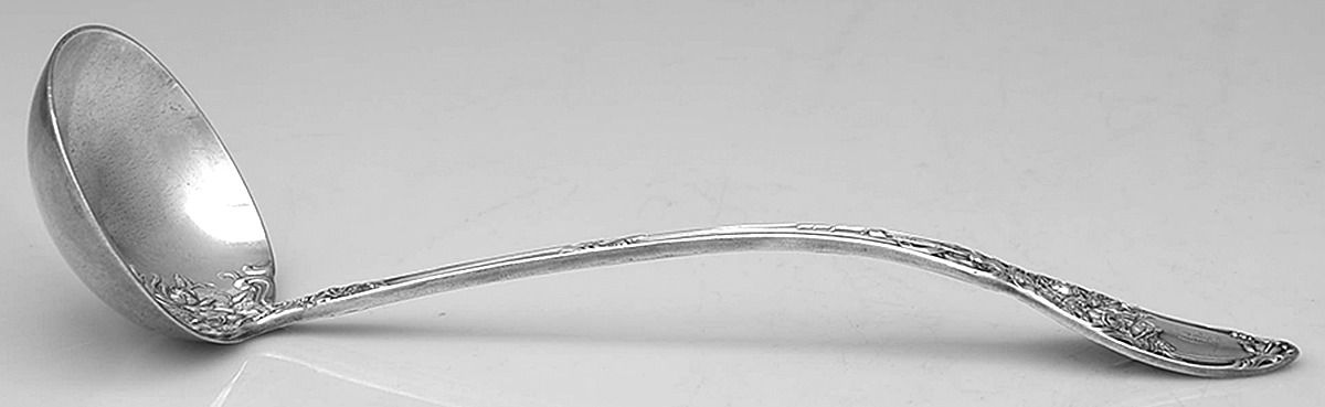 Brides Bouquet (Silverplate, 1908, Monograms) Solid Soup Ladle by Alvin-1
