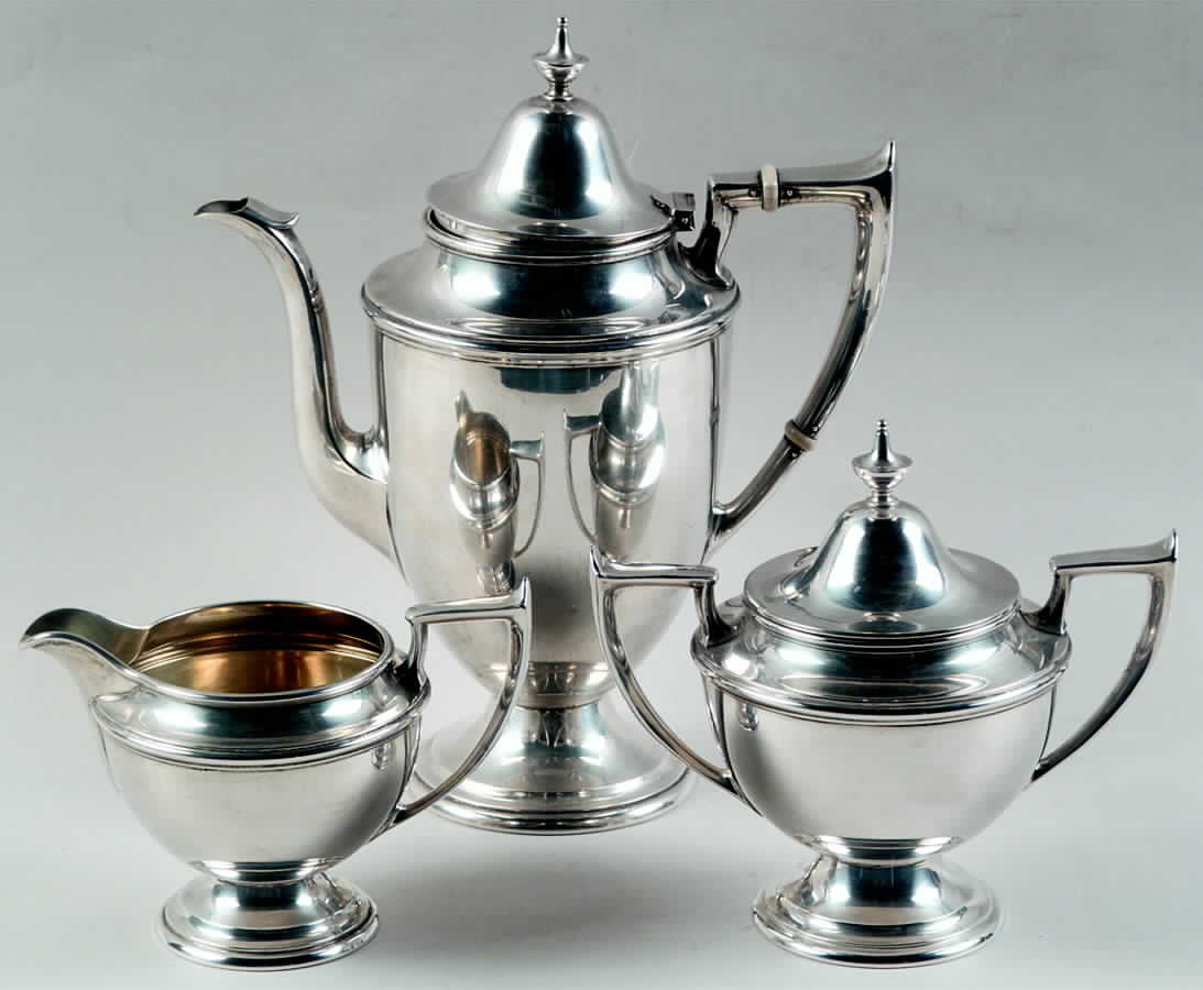 S91 (Sterling, Hollowware) 3-Piece Coffee Set with Coffee Pot by Alvin-1