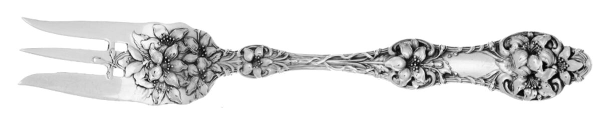 Orange Blossom Old (Sterling, 1905, FlrlBowl, NoMono) Pastry Fork by Alvin-1