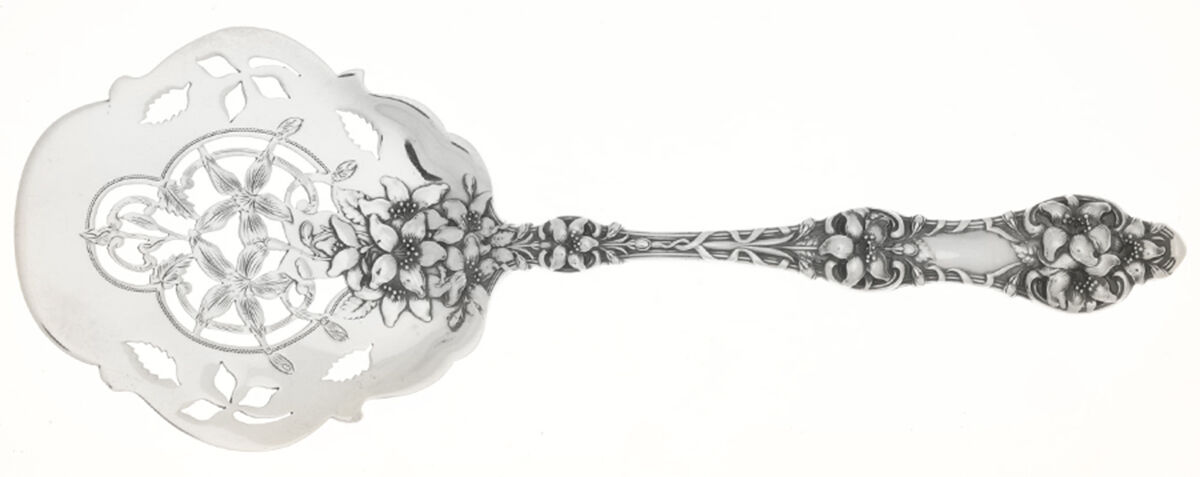 Orange Blossom Old (Sterling, 1905, FlrlBowl, NoMono) Solid Pierced Waffle Server by Alvin-1