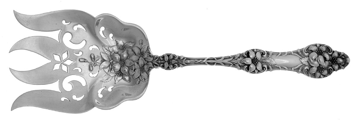 Orange Blossom Old (Sterling, 1905, FlrlBowl, NoMono) Large Solid Fish Serving Fork by Alvin-1