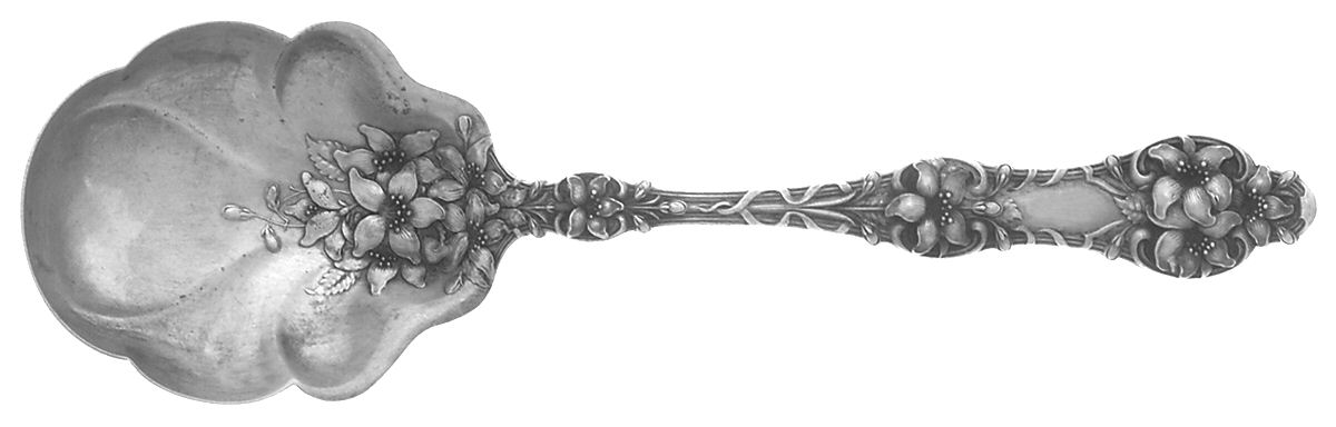 Orange Blossom Old (Sterling, 1905, FlrlBowl, NoMono) Solid Salad Serving Spoon by Alvin-1