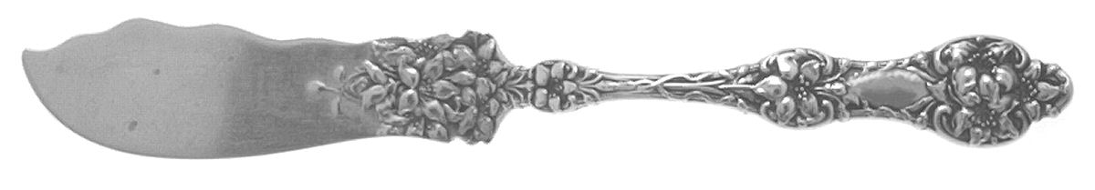 Orange Blossom Old (Sterling, 1905, FlrlBowl, NoMono) Flat Handle Master Butter Knife by Alvin-1