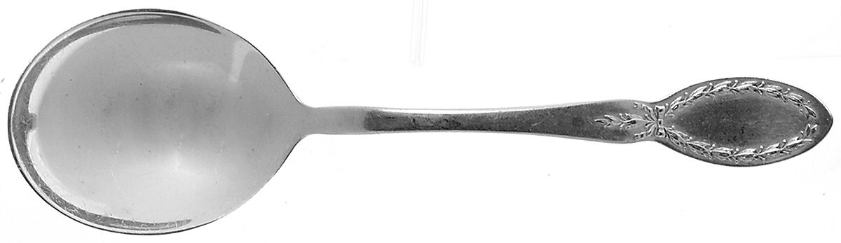 Diana (Silverplate, 1910, Monograms) Round Bowl Soup Spoon (Cream Soup) by Alvin-1