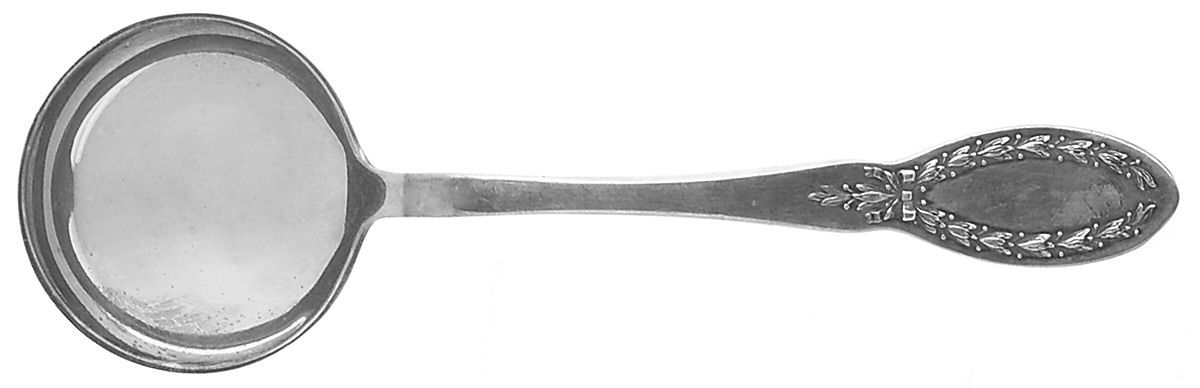 Diana (Silverplate, 1910, Monograms) Round Bowl Soup Spoon (Bouillon) by Alvin-1
