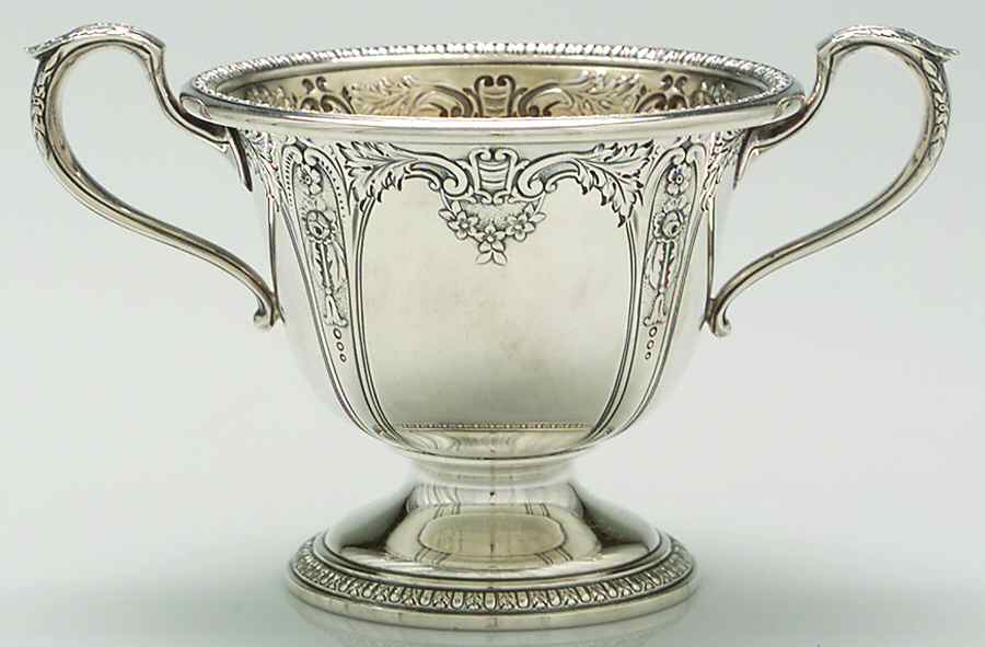 Della Robbia (Sterling, Hollowware, Floral, Lines) Mini Open Sugar Bowl by Alvin-1