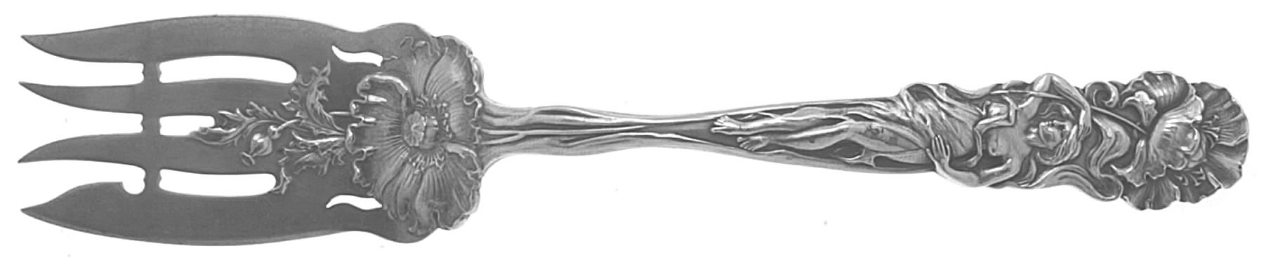 Raphael (Sterling, 1902, Monograms) Small Solid Cold Meat Serving Fork by Alvin-1