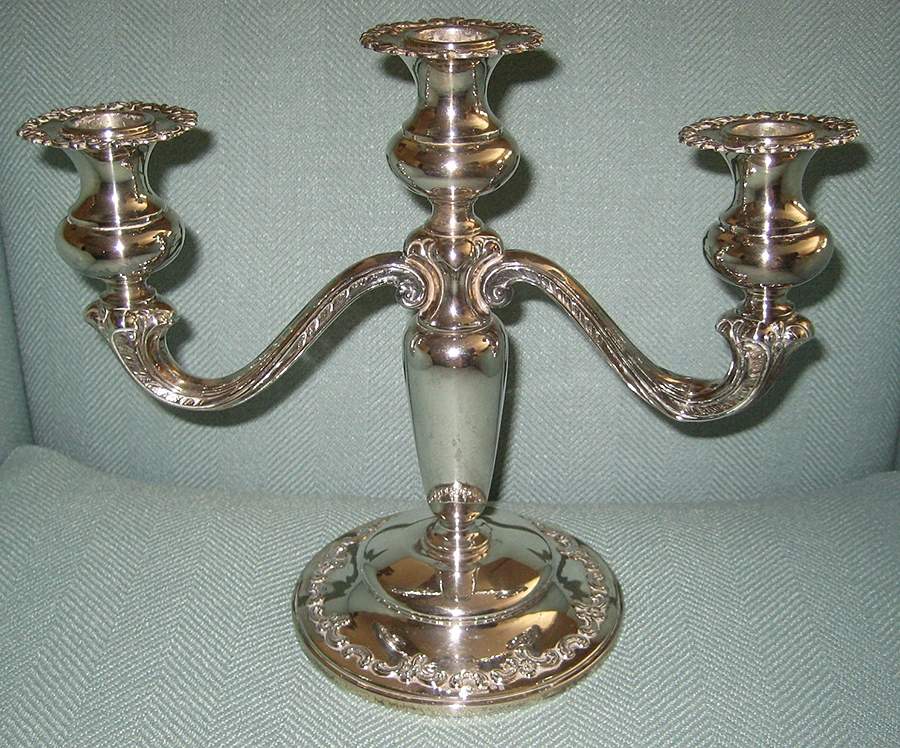 GAK2 (Sterling, Hollowware) 3 Light Weighted Candelabra by Gayer & Krauss-1