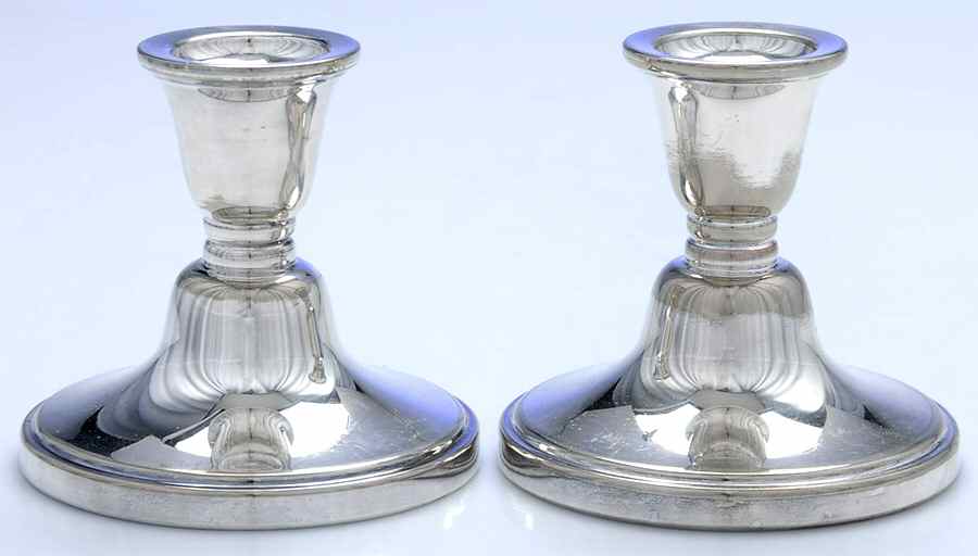 ASE1 (Silverplate, Hollowware) Pair of 4" Console Candleholders by Academy-1