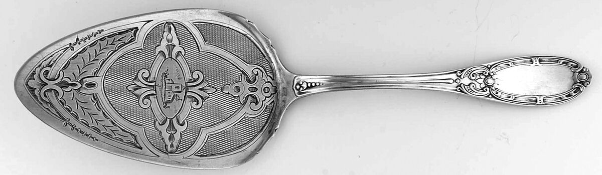 Jenny Lind (Coin) Large Solid Bright Cut Pie Knife by Albert Coles-1
