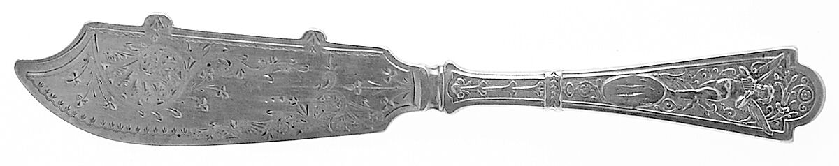 Cupid (Sterling) Flat Handle Bright Cut Master Butter by Albert Coles-1