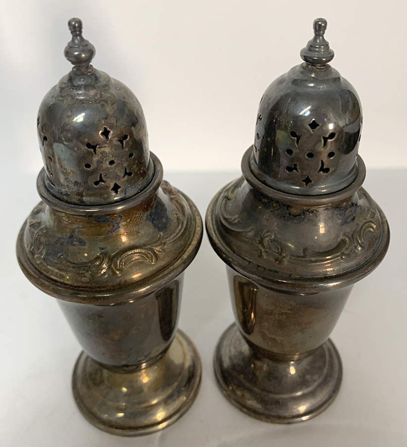 French Scroll (Silverplate, Hollowware) Salt and Pepper Set by Alvin-1