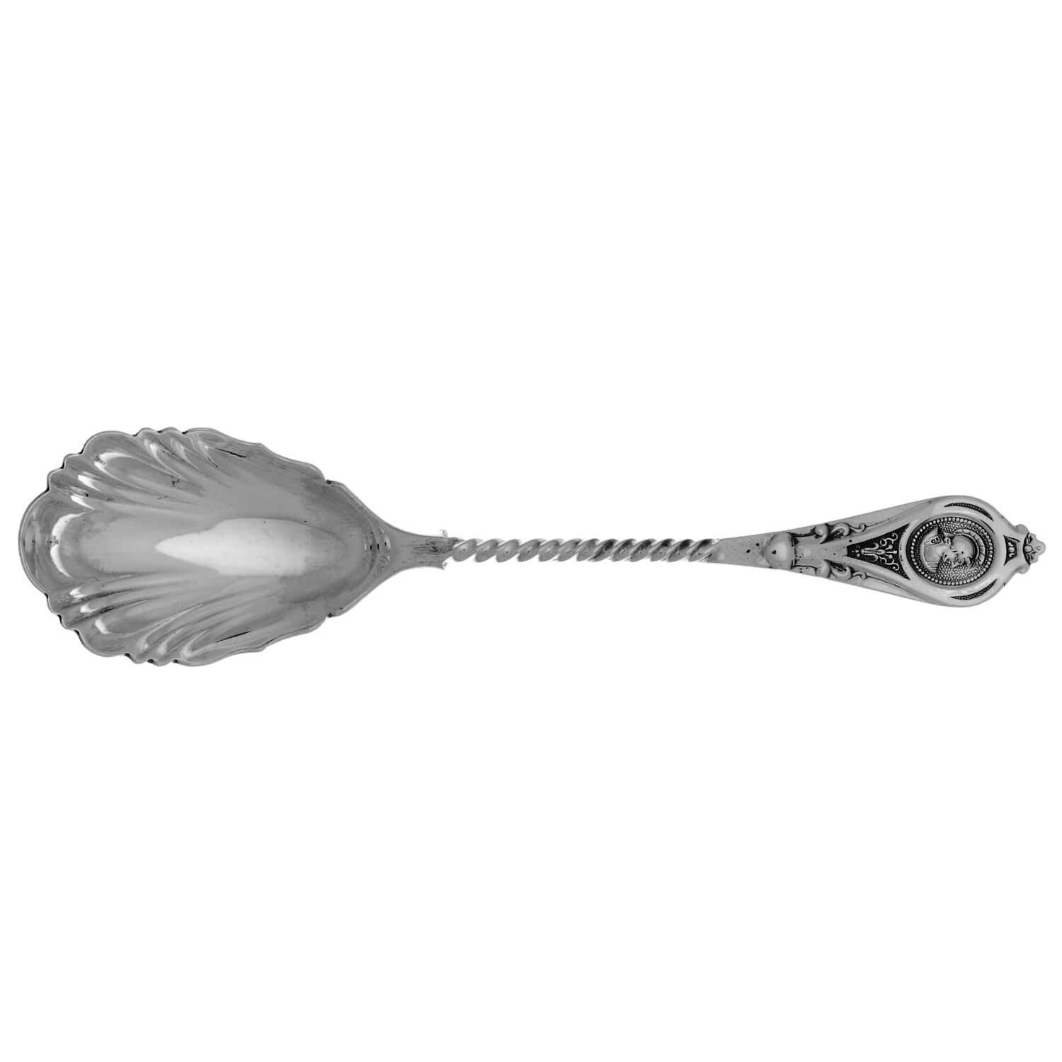Medallion (Coin, 1863) Sugar Shell Spoon by Albert Coles-1