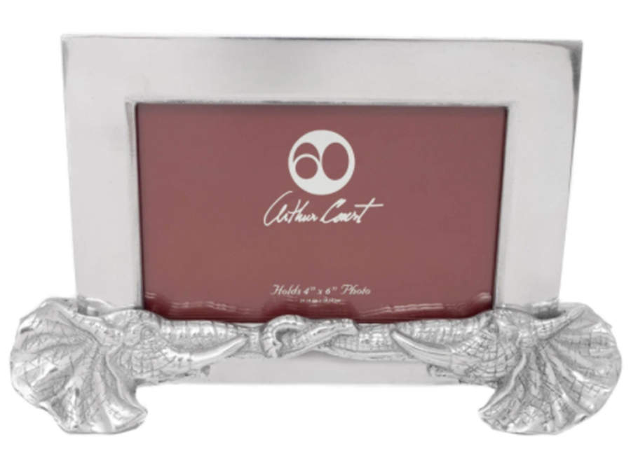 Elephants (Aluminum, Hollowware) Frame-Holds 4" X 6" Picture by Arthur Court-1