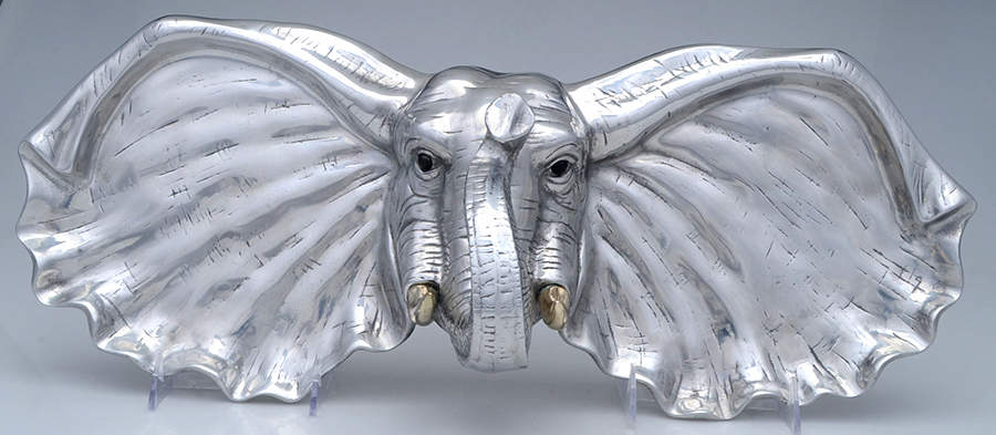 Elephants (Aluminum, Hollowware) Center Handled 2 Part Relish by Arthur Court-1