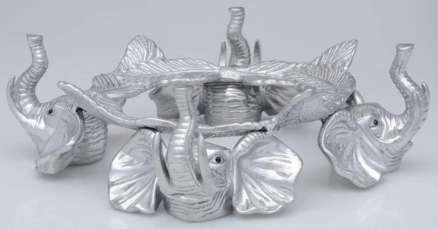 Elephants (Aluminum, Hollowware) Stand for Acrylic Bowl 14" by Arthur Court-1