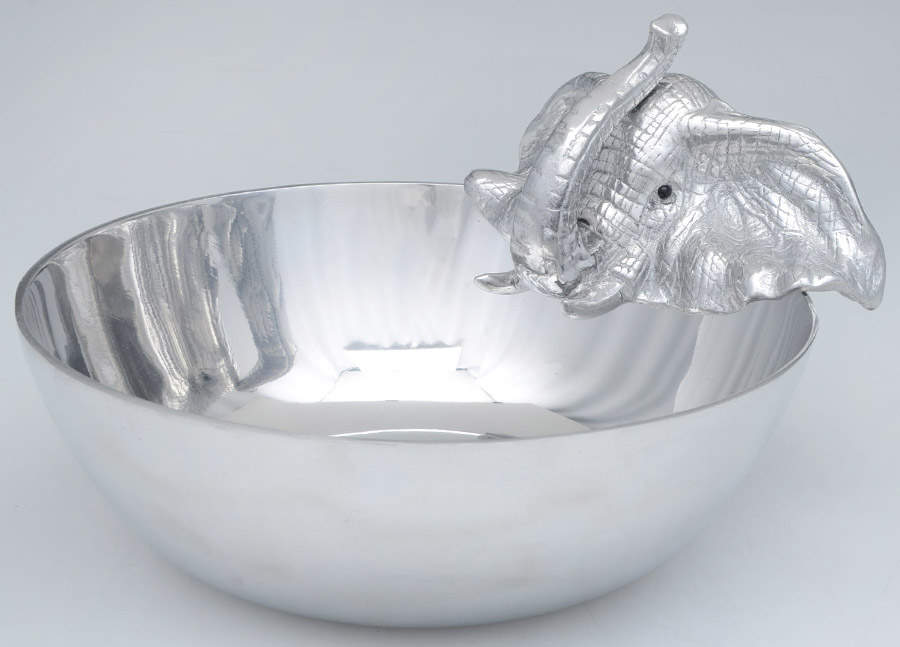 Elephants (Aluminum, Hollowware) 10" Round Bowl by Arthur Court-1