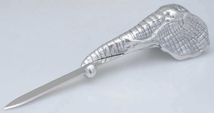 Elephants (Aluminum, Hollowware) Letter Opener with Stainless Blade by Arthur Court-1
