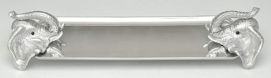 Elephants (Aluminum, Hollowware) 20" Oblong Tray by Arthur Court-1
