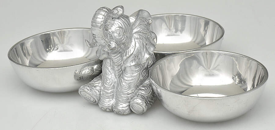 Elephants (Aluminum, Hollowware) 3 Part Divided Server by Arthur Court-1
