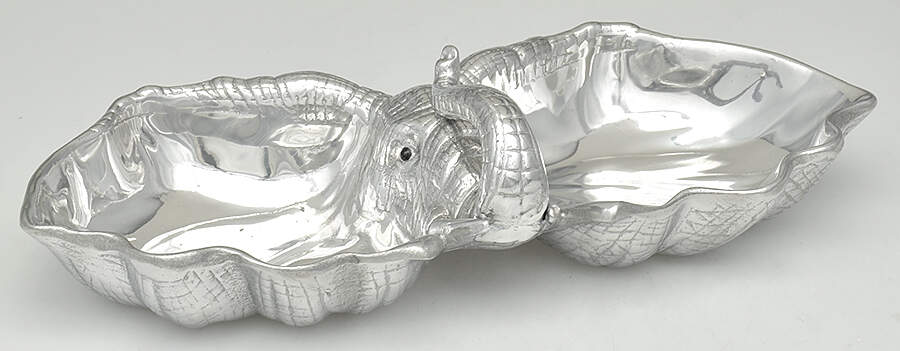 Elephants (Aluminum, Hollowware) 2 Part Divided Server by Arthur Court-1